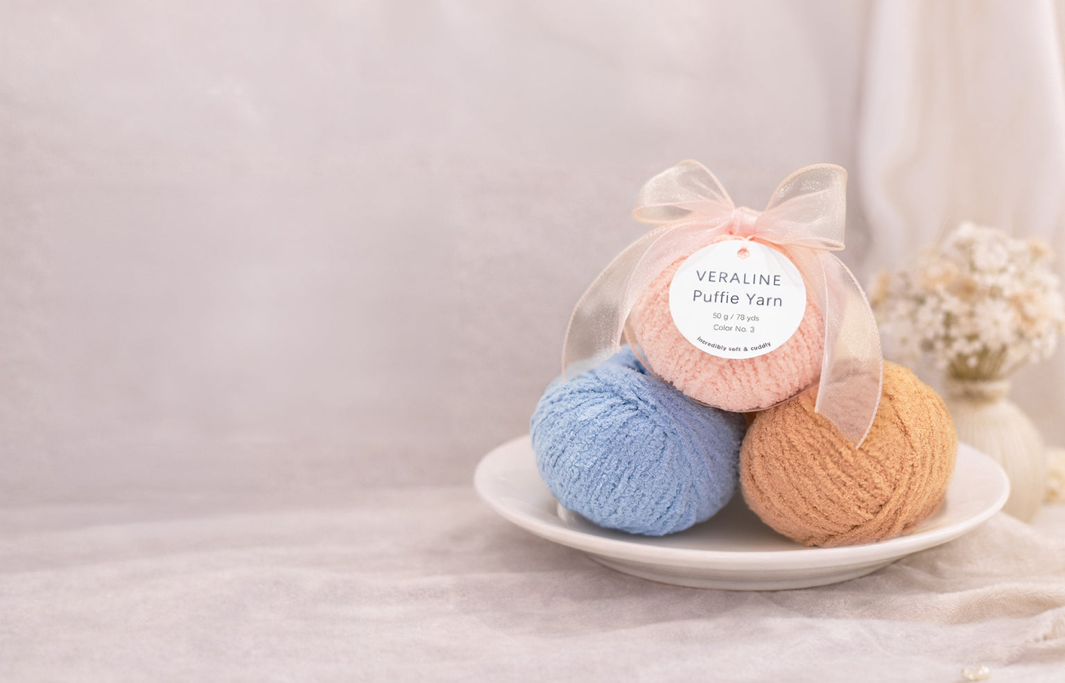 Warm-toned yarn skeins arranged artfully